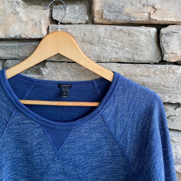 J. Crew Terry Pullover Sweatshirt Top Lightweight Vintage Terry Blue Cre… - Picture 3 of 9
